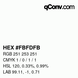 カラーコード: HEX #FBFDFB | qconv.com