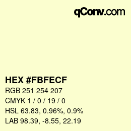 Color code: HEX #FBFECF | qconv.com