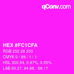 颜色代码: HEX #FC1CFA | qconv.com