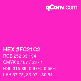 カラーコード: HEX #FC21C2 | qconv.com