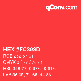 Code couleur: HEX #FC393D | qconv.com