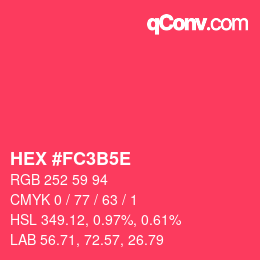 Código de color: HEX #FC3B5E | qconv.com