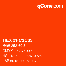 カラーコード: HEX #FC3C03 | qconv.com