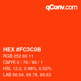 Color code: HEX #FC3C0B | qconv.com