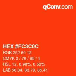 Color code: HEX #FC3C0C | qconv.com