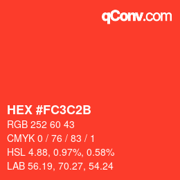 カラーコード: HEX #FC3C2B | qconv.com