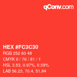 Color code: HEX #FC3C30 | qconv.com