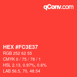 Color code: HEX #FC3E37 | qconv.com