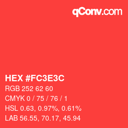 カラーコード: HEX #FC3E3C | qconv.com