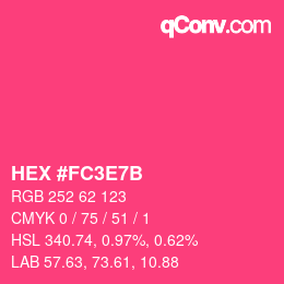 颜色代码: HEX #FC3E7B | qconv.com