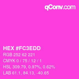 颜色代码: HEX #FC3EDD | qconv.com