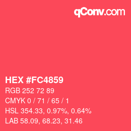 Farbcode: HEX #FC4859 | qconv.com