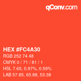 カラーコード: HEX #FC4A30 | qconv.com