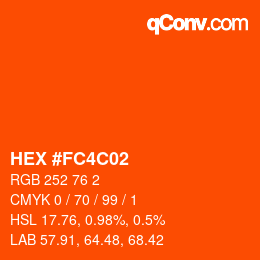Color code: HEX #FC4C02 | qconv.com