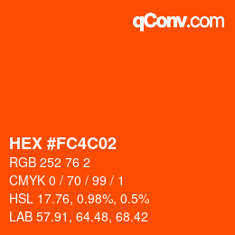 Color code: HEX #FC4C02 | qconv.com