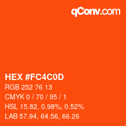 カラーコード: HEX #FC4C0D | qconv.com