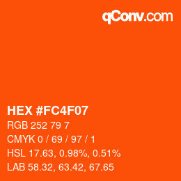 カラーコード: HEX #FC4F07 | qconv.com