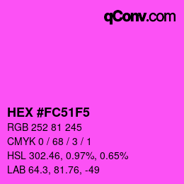 カラーコード: HEX #FC51F5 | qconv.com