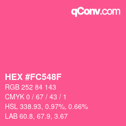 颜色代码: HEX #FC548F | qconv.com