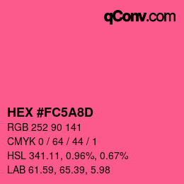 颜色代码: HEX #FC5A8D | qconv.com