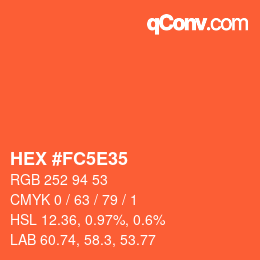 Código de color: HEX #FC5E35 | qconv.com