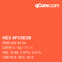 Farbcode: HEX #FC5E3B | qconv.com