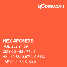 Color code: HEX #FC5E3B | qconv.com