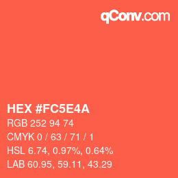 Code couleur: HEX #FC5E4A | qconv.com