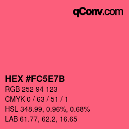 カラーコード: HEX #FC5E7B | qconv.com