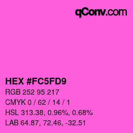 颜色代码: HEX #FC5FD9 | qconv.com