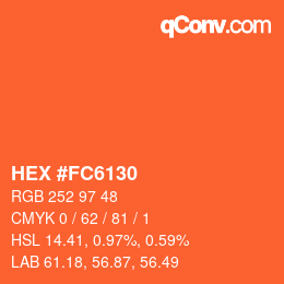 Código de color: HEX #FC6130 | qconv.com