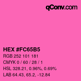 颜色代码: HEX #FC65B5 | qconv.com
