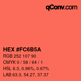 颜色代码: HEX #FC6B5A | qconv.com