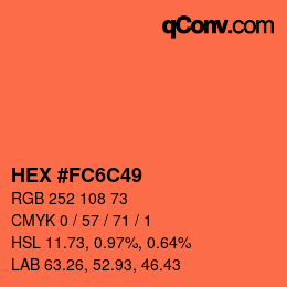 カラーコード: HEX #FC6C49 | qconv.com
