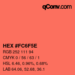 カラーコード: HEX #FC6F5E | qconv.com