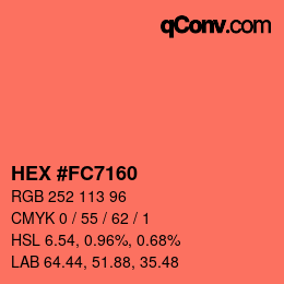 颜色代码: HEX #FC7160 | qconv.com