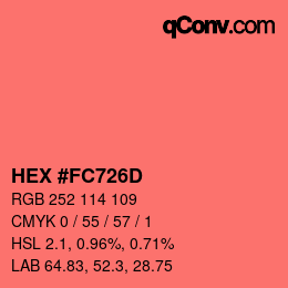 カラーコード: HEX #FC726D | qconv.com