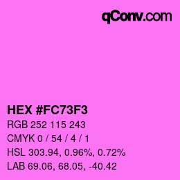 Color code: HEX #FC73F3 | qconv.com