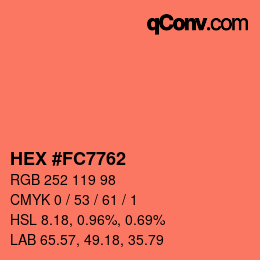 カラーコード: HEX #FC7762 | qconv.com