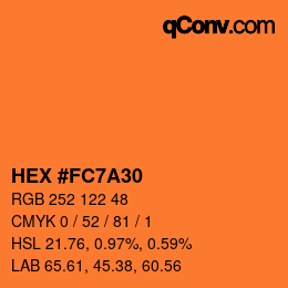 カラーコード: HEX #FC7A30 | qconv.com