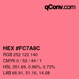 颜色代码: HEX #FC7A8C | qconv.com