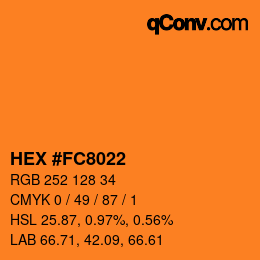 Farbcode: HEX #FC8022 | qconv.com