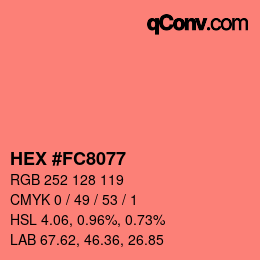 カラーコード: HEX #FC8077 | qconv.com