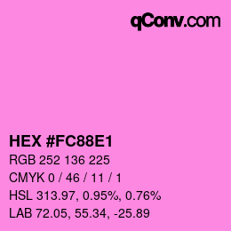 Color code: HEX #FC88E1 | qconv.com