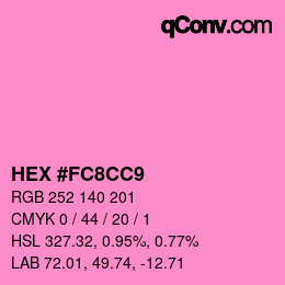 カラーコード: HEX #FC8CC9 | qconv.com