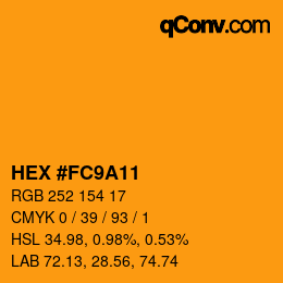 カラーコード: HEX #FC9A11 | qconv.com
