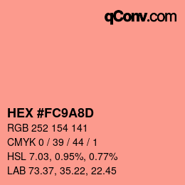 颜色代码: HEX #FC9A8D | qconv.com