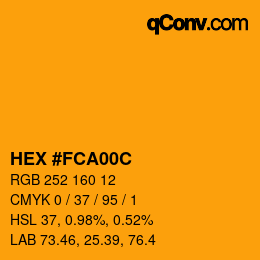 Color code: HEX #FCA00C | qconv.com