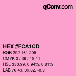 Color code: HEX #FCA1CD | qconv.com