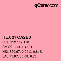 カラーコード: HEX #FCA2B0 | qconv.com